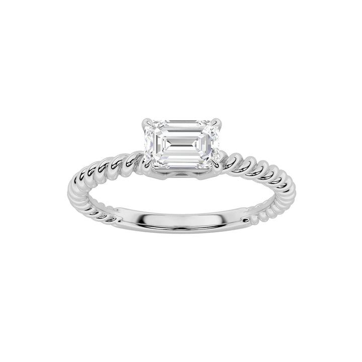 0.5CTW Emerald Shaped Lab Grown Diamond (F/VS) Petite Solitaire Engagement RING in 14K Gold
