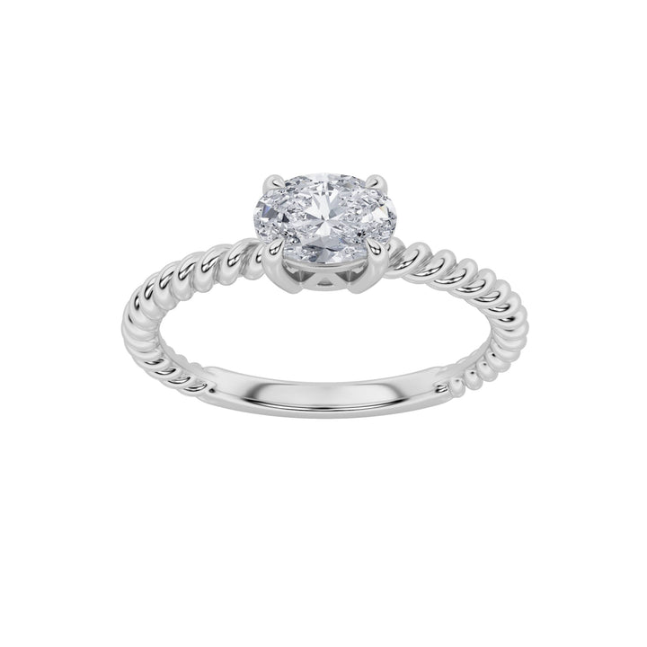 0.5CTW Oval Shaped Lab Grown Diamond (F/VS) Petite Solitaire Engagement RING in 14K Gold
