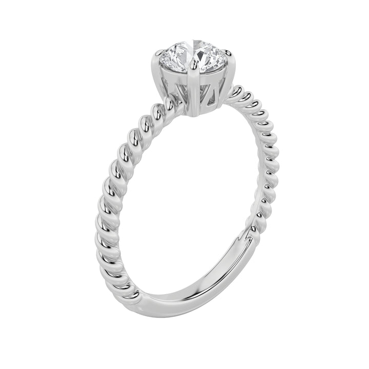 0.5CTW Round Shaped Lab Grown Diamond (F/VS) Solitaire Engagement Ring in 14K Gold