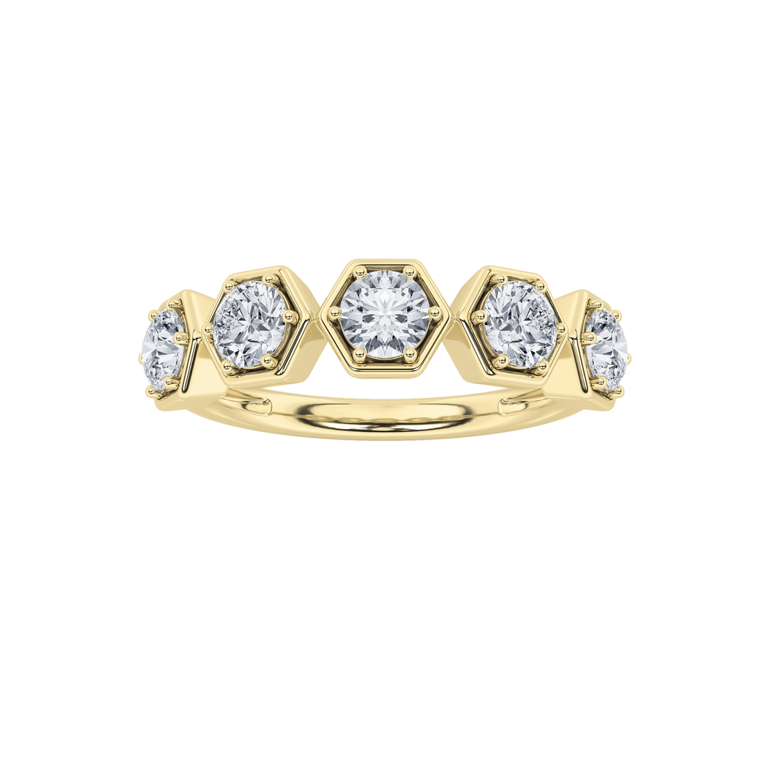 14KY 1ct Lab Diamond Ring F+VS Contemporary Design
