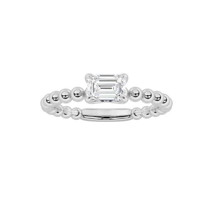 0.5CTW Emerald Shaped Lab Grown Diamond (F/VS) Petite Solitaire Engagement Ring in 14K Gold