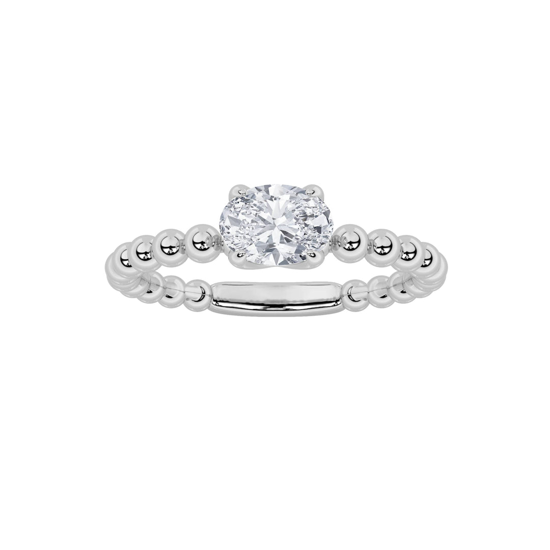 0.5CTW Oval Shaped Lab Grown Diamond (F/VS) Petite Solitaire Engagement Ring in 14K Gold