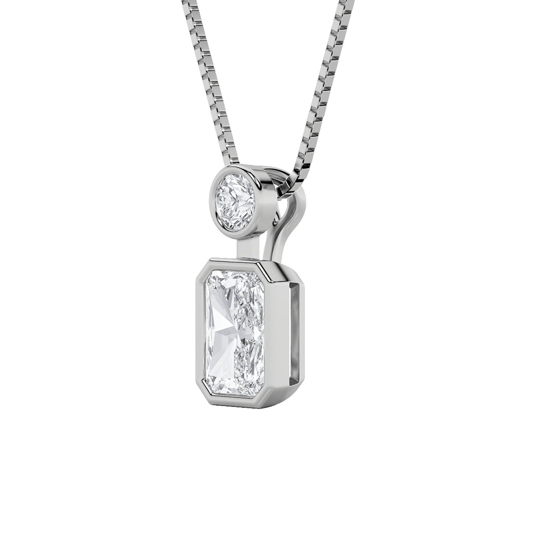 1CTW Emerald Shaped Lab Grown Diamond (F/VS) Toi et Moi Fashiion Pendant in 14K Gold