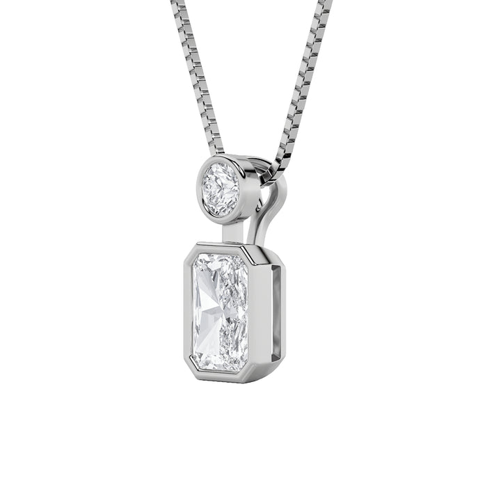 1CTW Emerald Shaped Lab Grown Diamond (F/VS) Toi et Moi Fashiion Pendant in 14K Gold