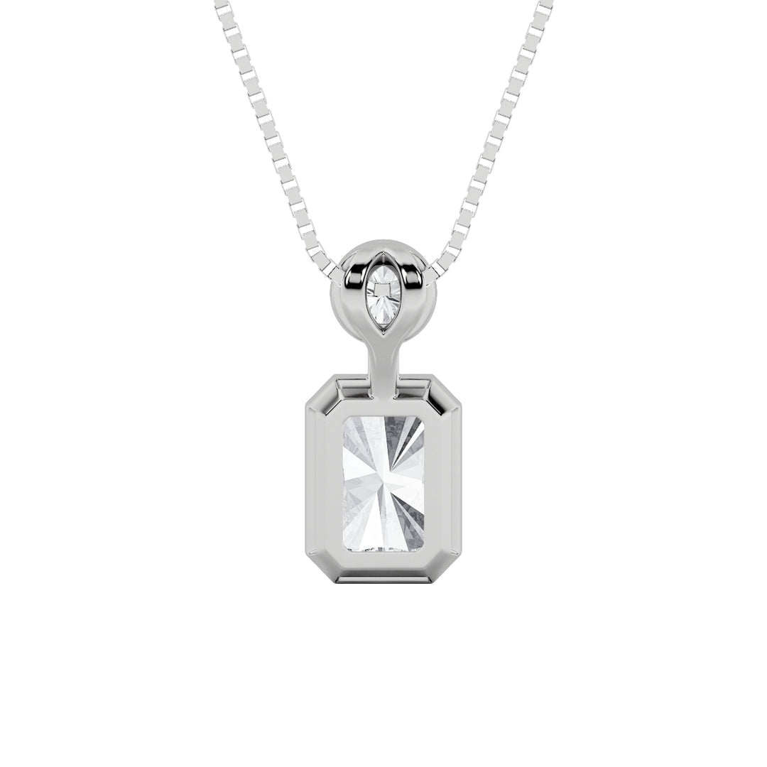 1CTW Emerald Shaped Lab Grown Diamond (F/VS) Toi et Moi Fashiion Pendant in 14K Gold