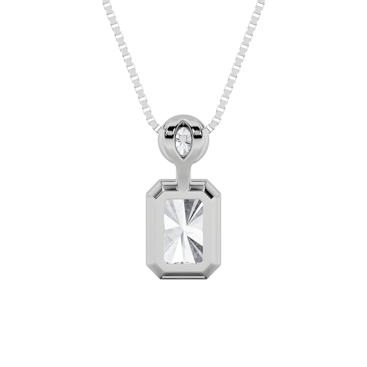 1CTW Emerald Shaped Lab Grown Diamond (F/VS) Toi et Moi Fashiion Pendant in 14K Gold