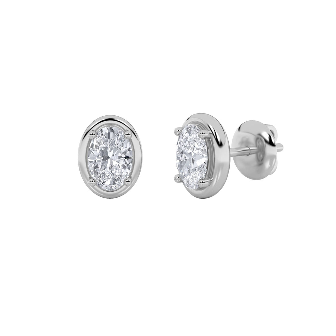2CTW Oval Shaped Lab Grown Diamond (F/VS) Stud Earrings in 14K Gold