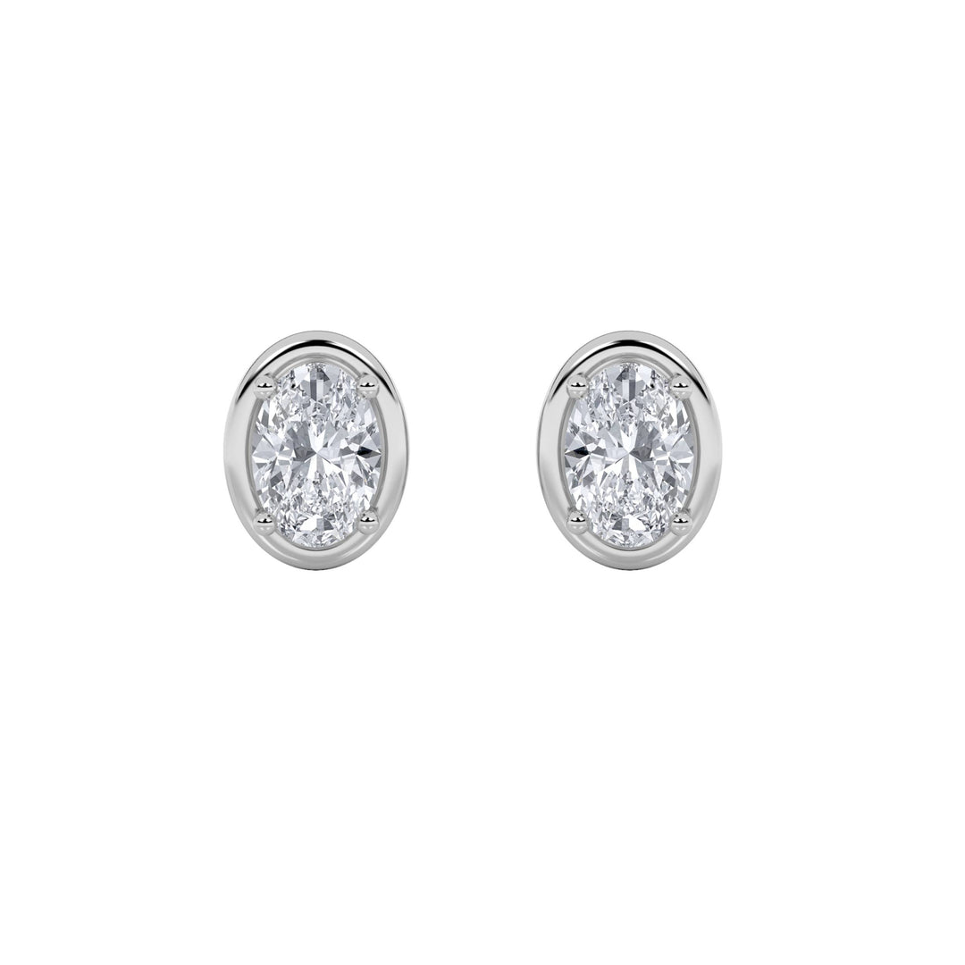 2CTW Oval Shaped Lab Grown Diamond (F/VS) Stud Earrings in 14K Gold