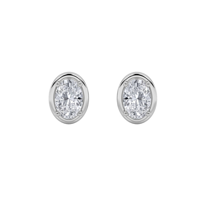 2CTW Oval Shaped Lab Grown Diamond (F/VS) Stud Earrings in 14K Gold