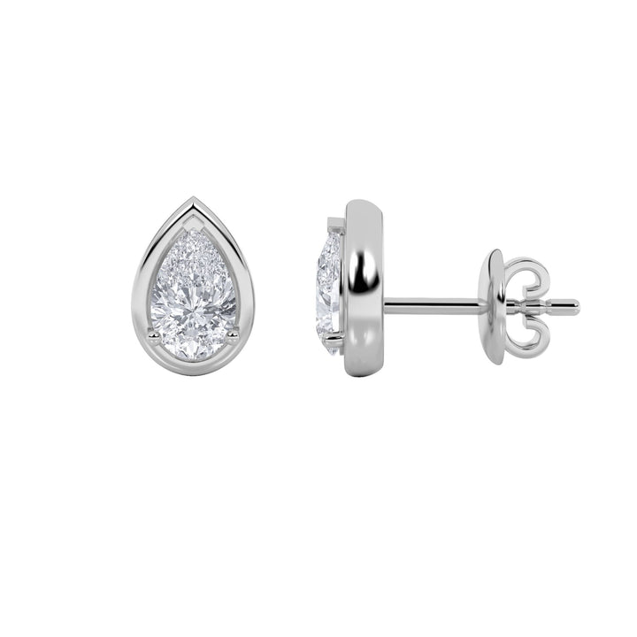 2CTW Pear Shaped Lab Grown Diamond (F/VS) Stud Earrings in 14K Gold