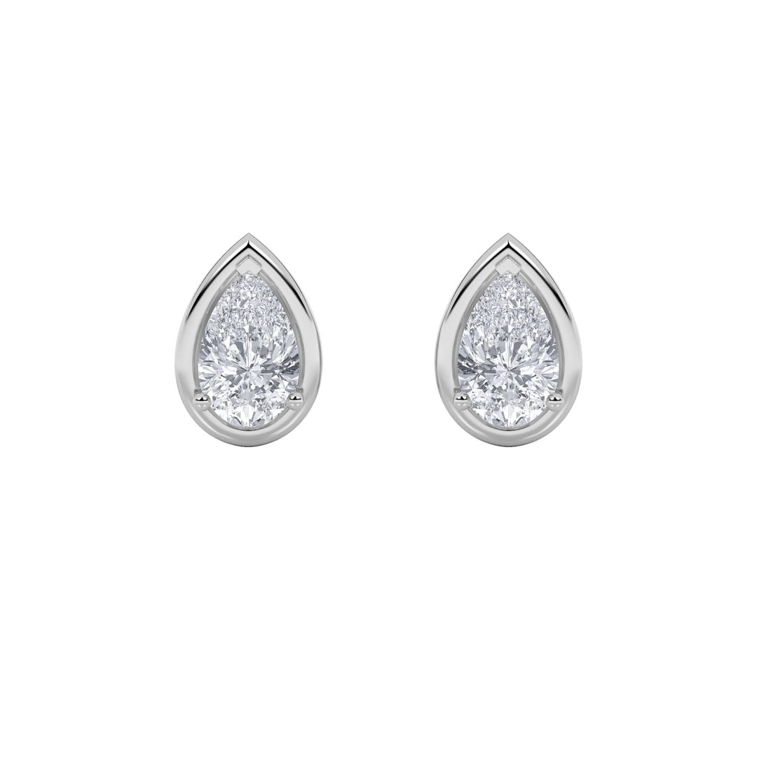 2CTW Pear Shaped Lab Grown Diamond (F/VS) Stud Earrings in 14K Gold