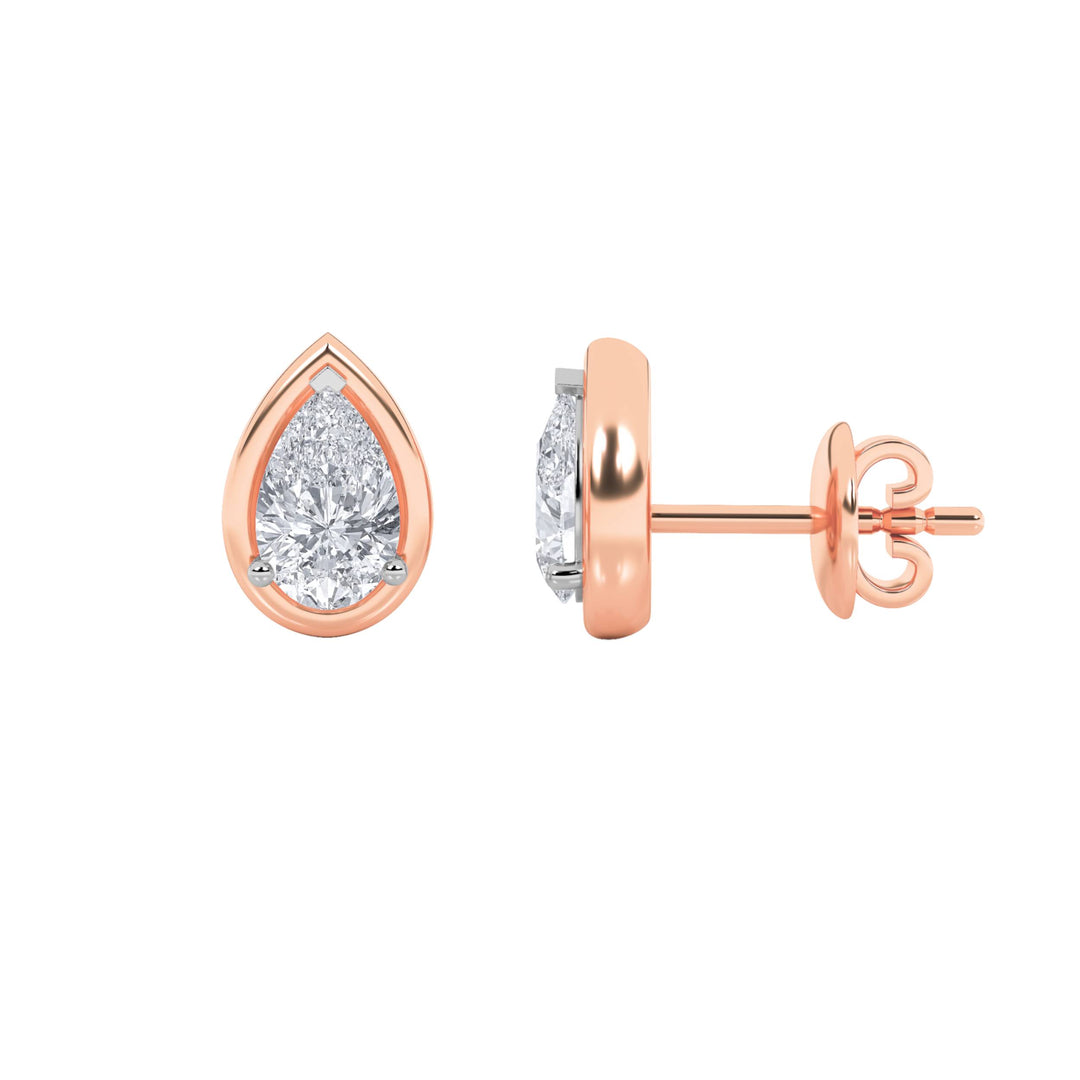 2CTW Pear Shaped Lab Grown Diamond (F/VS) Stud Earrings in 14K Gold