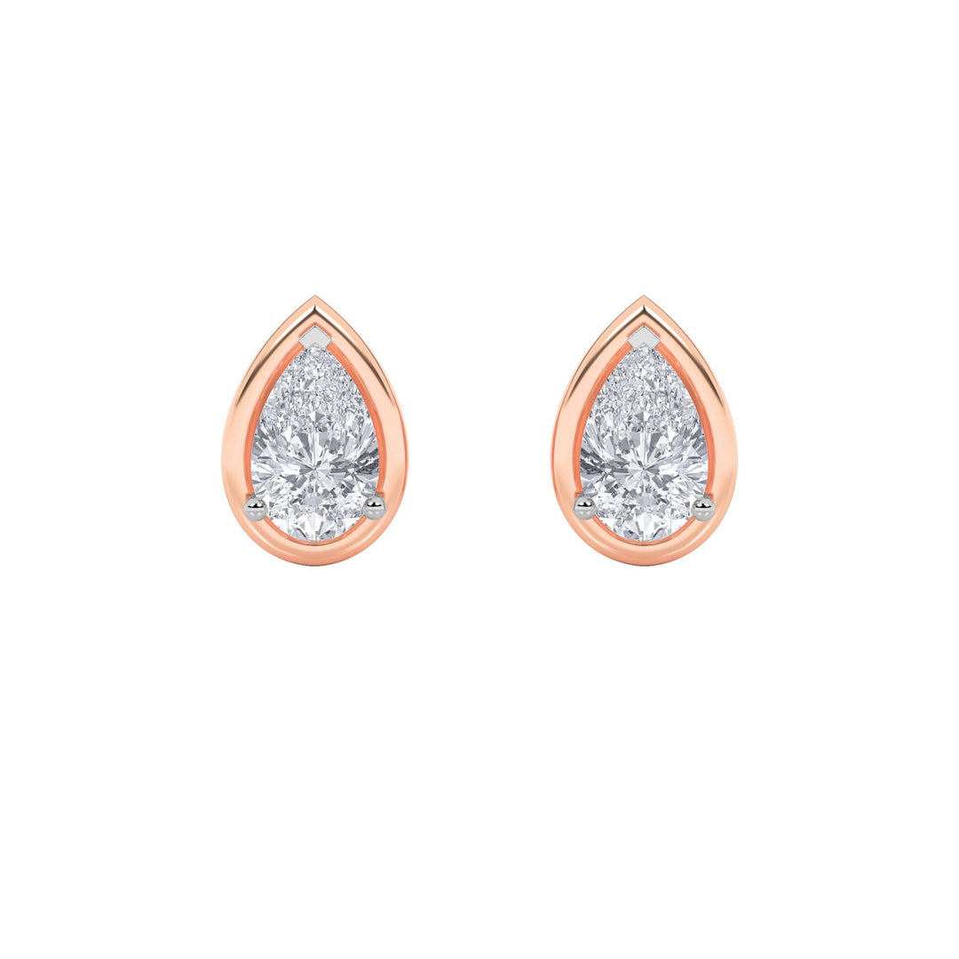 2CTW Pear Shaped Lab Grown Diamond (F/VS) Stud Earrings in 14K Gold