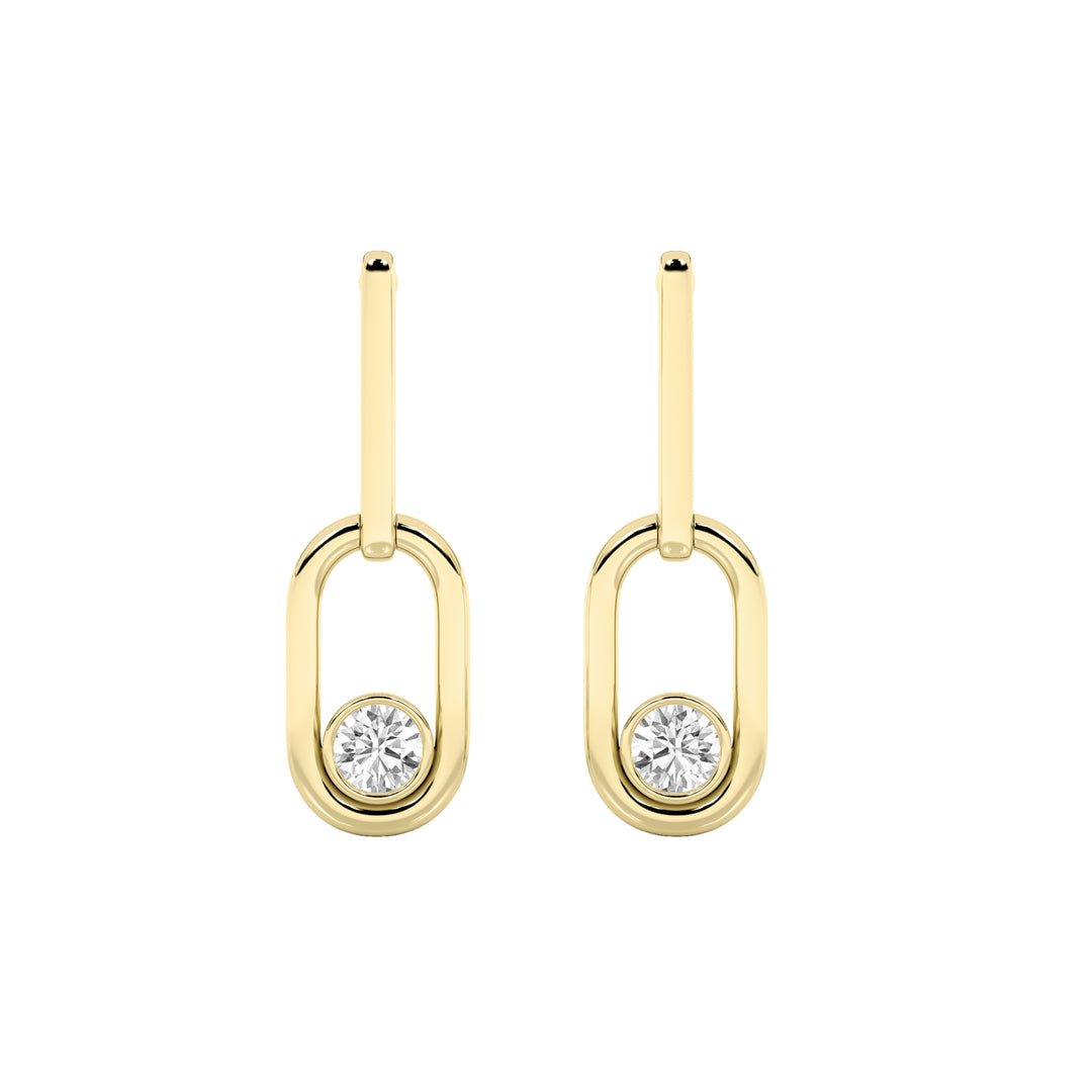 0.5CTW Round Shaped Lab Grown Diamond (F/VS) Bezel Set Paperclip Dangle Earrings in 14K Gold