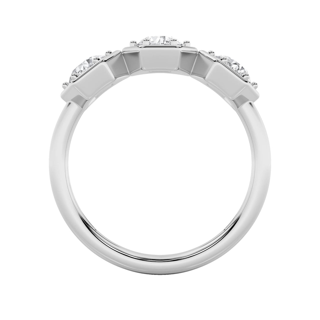 1CTW Round Shaped Lab Grown Diamond (F/VS) Three Stone Ring in 14K Gold