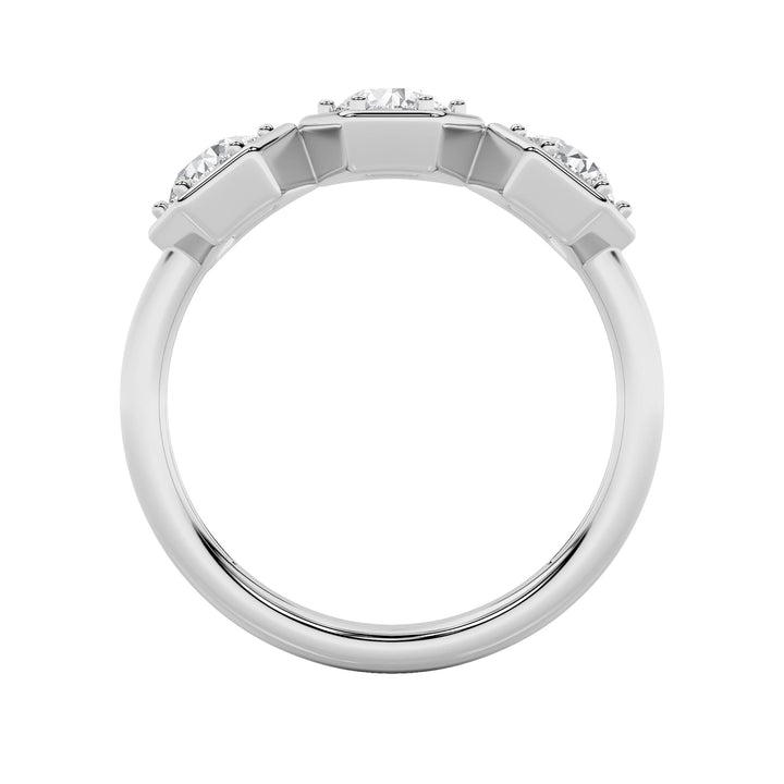 1CTW Round Shaped Lab Grown Diamond (F/VS) Three Stone Ring in 14K Gold