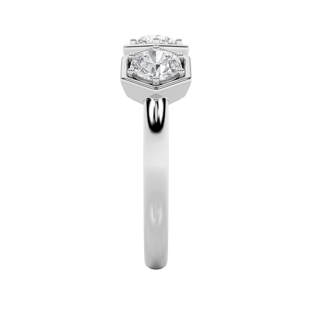 1CTW Round Shaped Lab Grown Diamond (F/VS) Three Stone Ring in 14K Gold