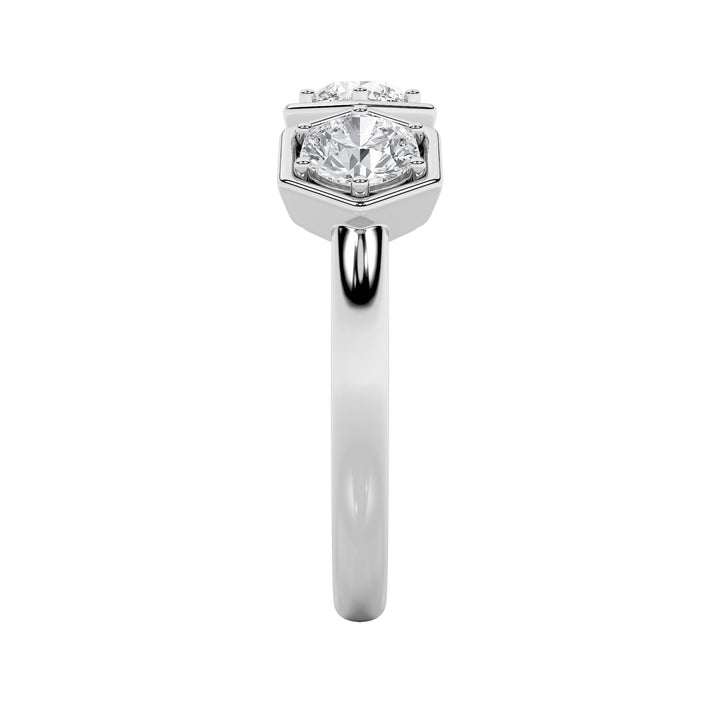 1CTW Round Shaped Lab Grown Diamond (F/VS) Three Stone Ring in 14K Gold