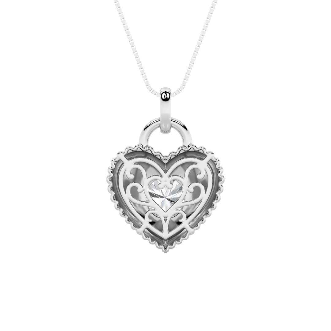 1.5Cttw Round Shaped Lab Grown Diamond (F/VS) Heart Shaped Pendant in 14K Gold