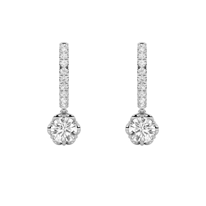 2.5Cttw Round Shaped Lab Grown Diamond (F/VS) Dangle Hoop Earrings in 14K Gold