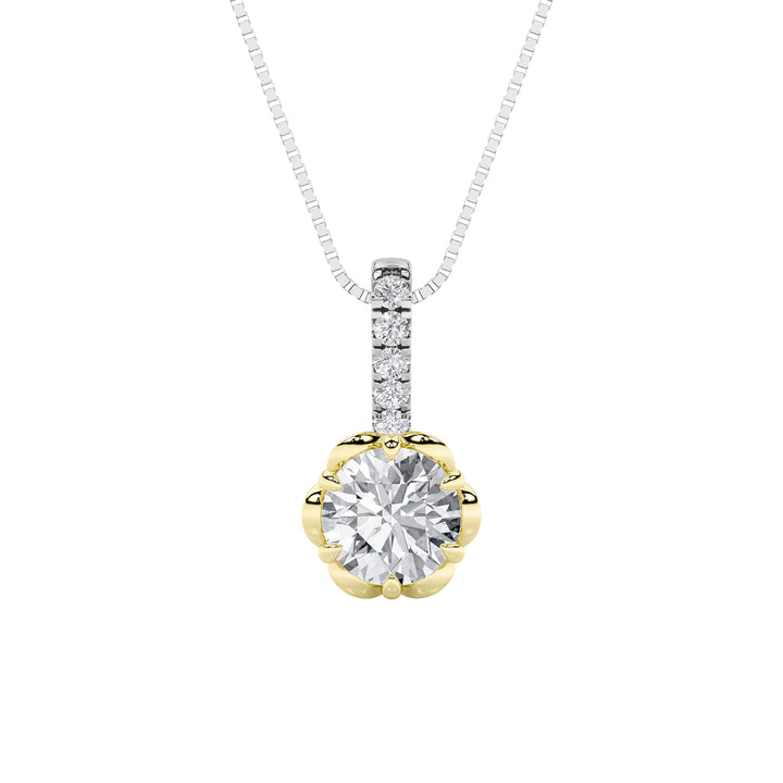 1.5CTW Round Shaped Lab Grown Diamond (F/VS) Two Tone  Pendant in 14K Gold