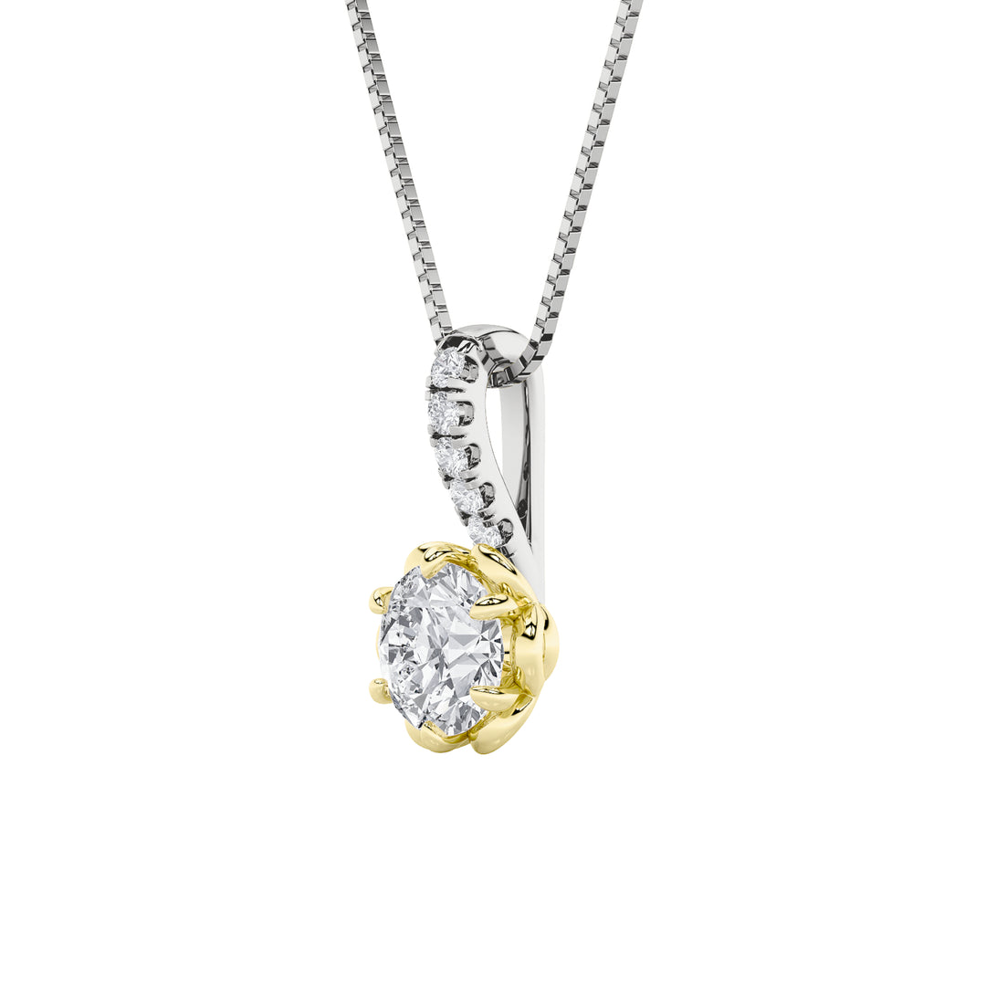 1.5CTW Round Shaped Lab Grown Diamond (F/VS) Two Tone  Pendant in 14K Gold