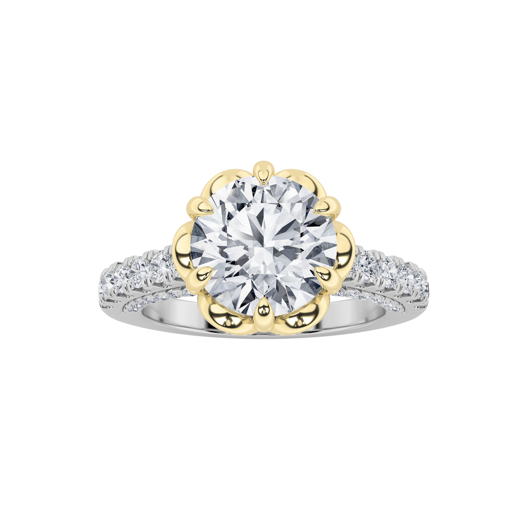 14K WY 2.5ct Lab Diamond Vintage Engagement Ring