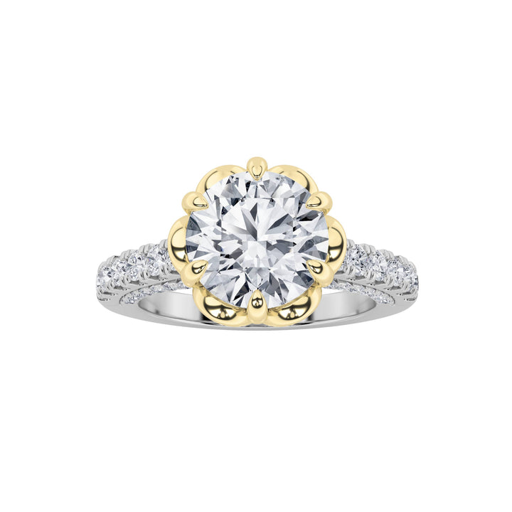 2.5Cttw Round Shaped Lab Grown Diamond (F/VS) TwoTone Solitaire Engagement Ring in 14K Gold