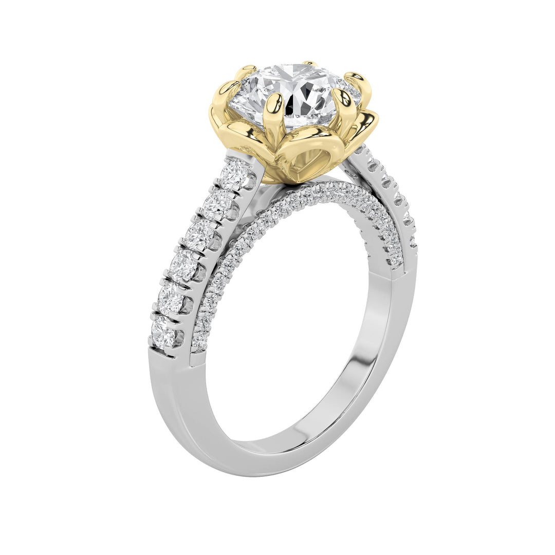 2.5Cttw Round Shaped Lab Grown Diamond (F/VS) TwoTone Solitaire Engagement Ring in 14K Gold