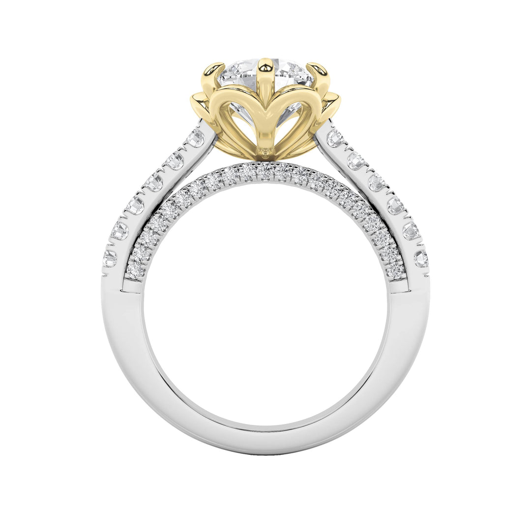 2.5Cttw Round Shaped Lab Grown Diamond (F/VS) TwoTone Solitaire Engagement Ring in 14K Gold