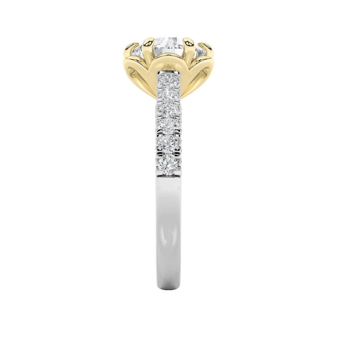 2.5Cttw Round Shaped Lab Grown Diamond (F/VS) TwoTone Solitaire Engagement Ring in 14K Gold