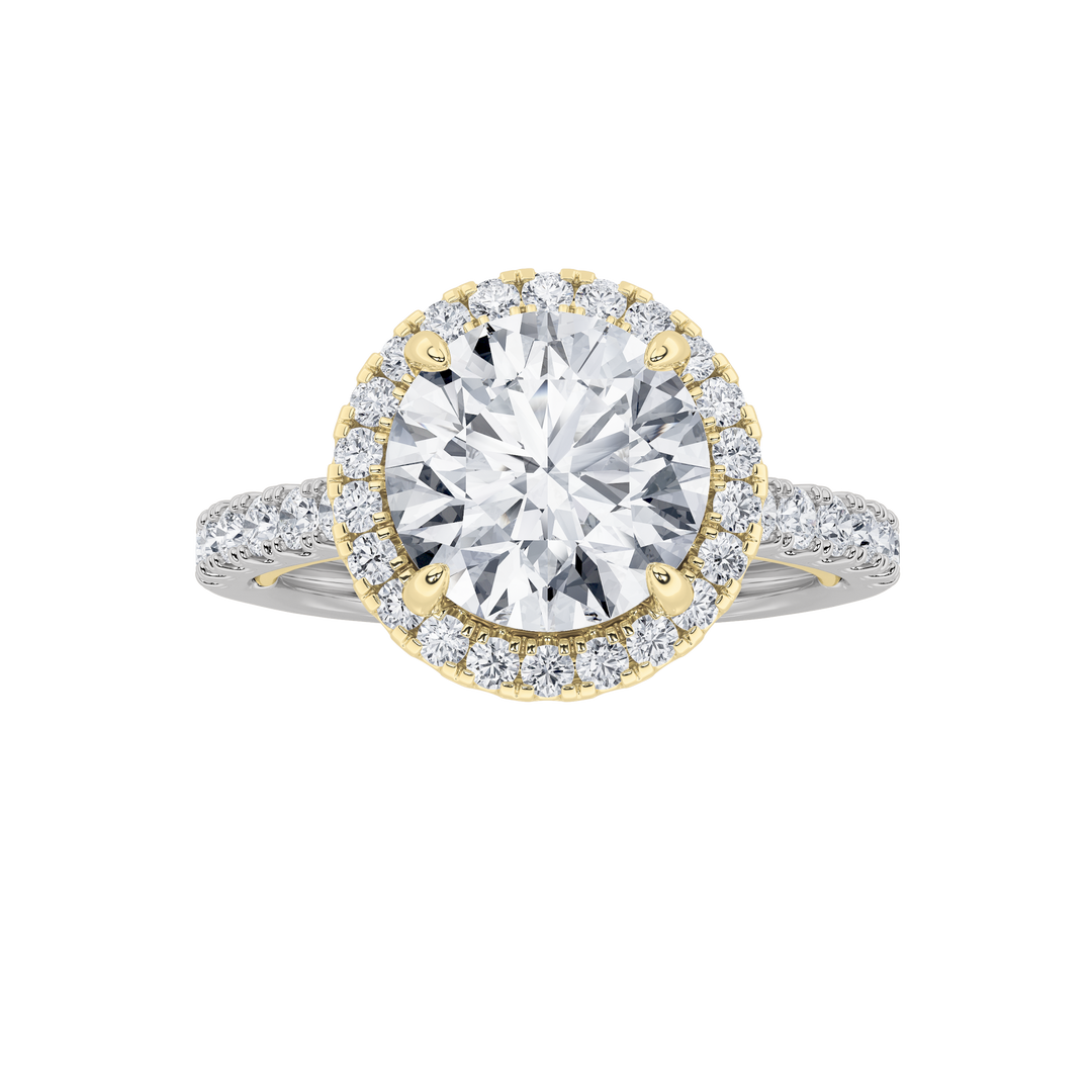 14K WY 2ct Lab Diamond Halo Engagement Ring