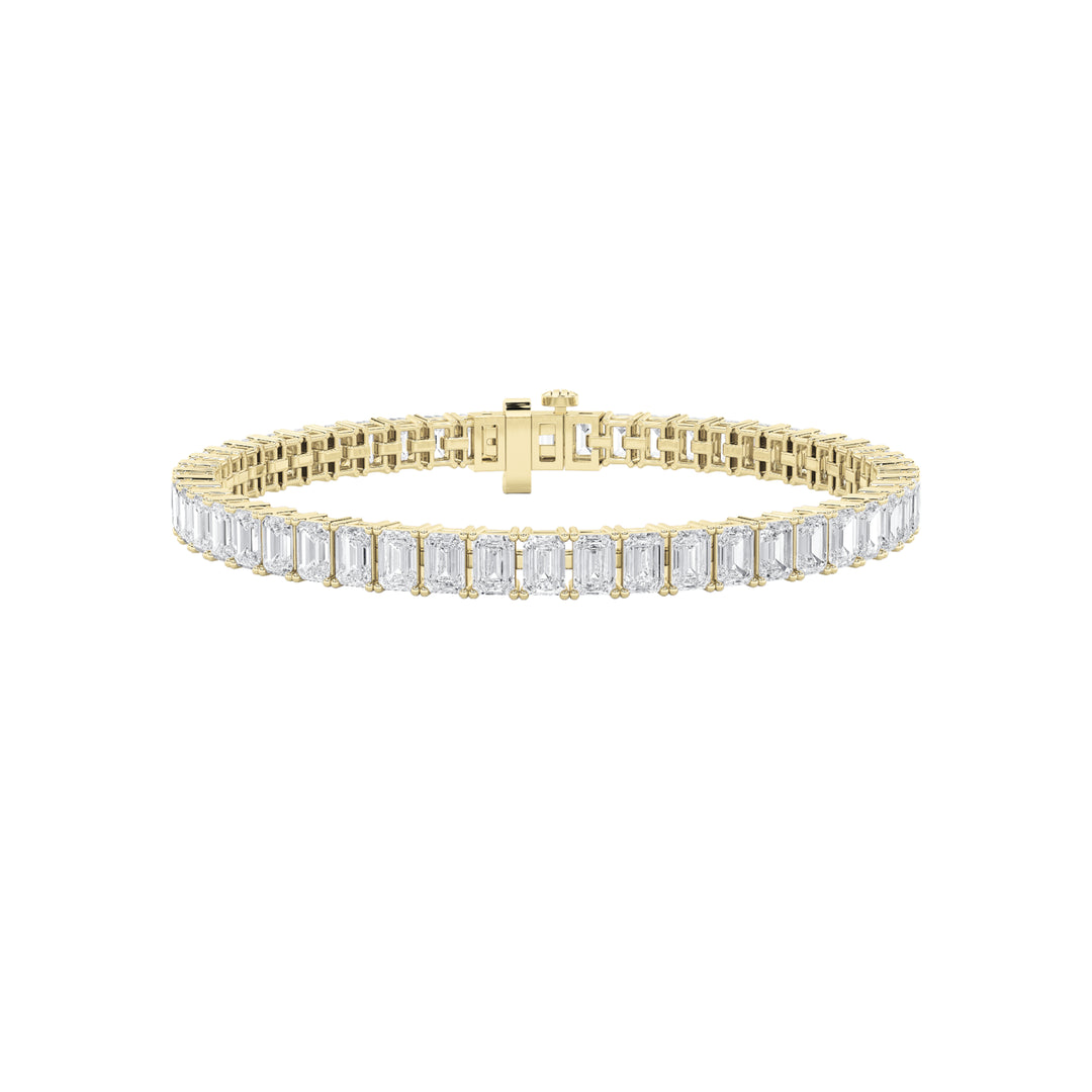 7Cttw Emerald Shaped Lab Grown Diamond North South Bracelet in 14K Gold (F/VS)