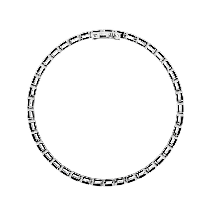 5Cttw Emerald Shaped Lab Grown Diamond (F/VS) East West Bezel Set Bracelet in 14K Gold