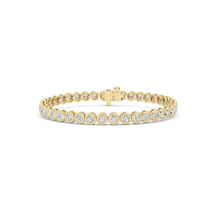 5Cttw Round Lab Grown Diamond (F/VS ) Bezel Set Bracelet in 14K Gold