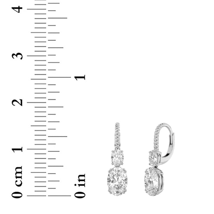 4Cttw Oval Shaped Lab Grown Diamond (F/VS) DangleEarrings in 14K Gold