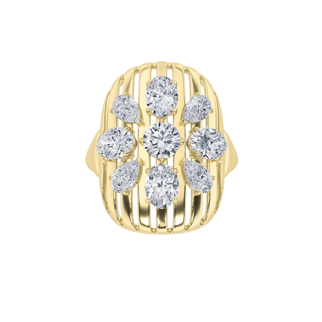 2CTW Round Shaped Lab Grown Diamond (F/VS) Fashion Ring in 14K Gold