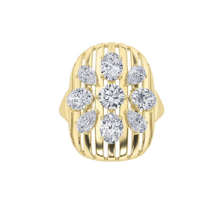 2CTW Round Shaped Lab Grown Diamond (F/VS) Fashion Ring in 14K Gold