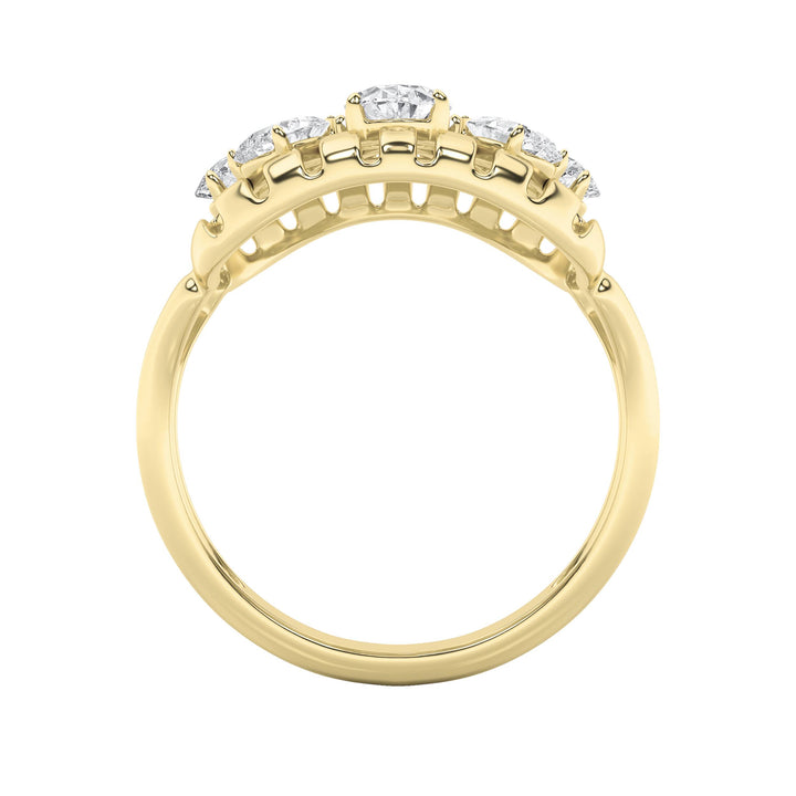 2CTW Round Shaped Lab Grown Diamond (F/VS) Fashion Ring in 14K Gold