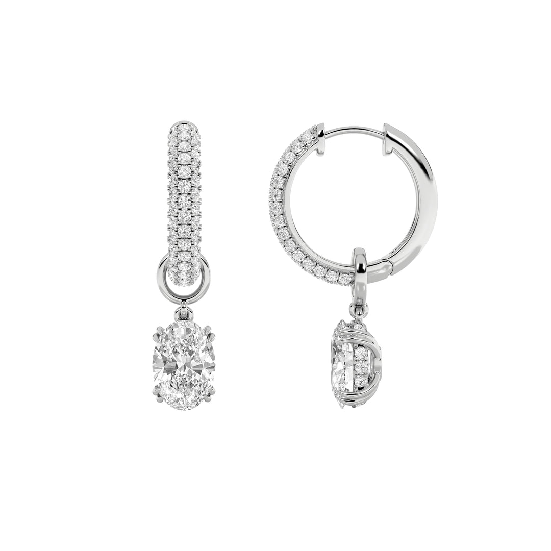 4Cttw Oval Shaped Lab Grown Diamond (F/VS) DangleEarrings in 14K Gold