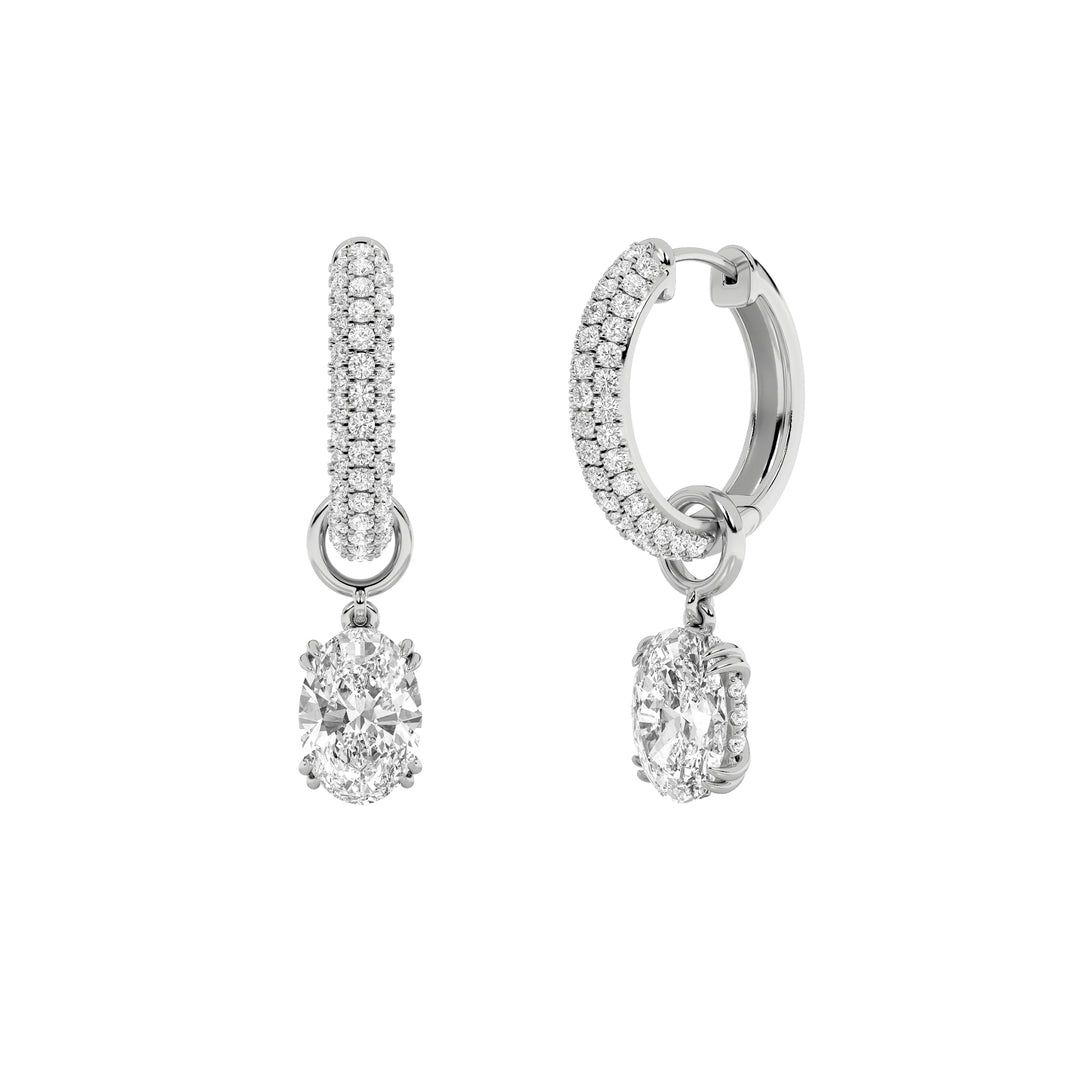 4Cttw Oval Shaped Lab Grown Diamond (F/VS) DangleEarrings in 14K Gold