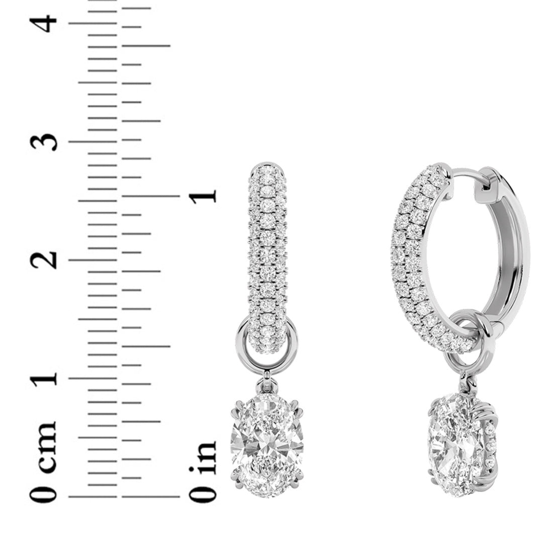 4Cttw Oval Shaped Lab Grown Diamond (F/VS) DangleEarrings in 14K Gold