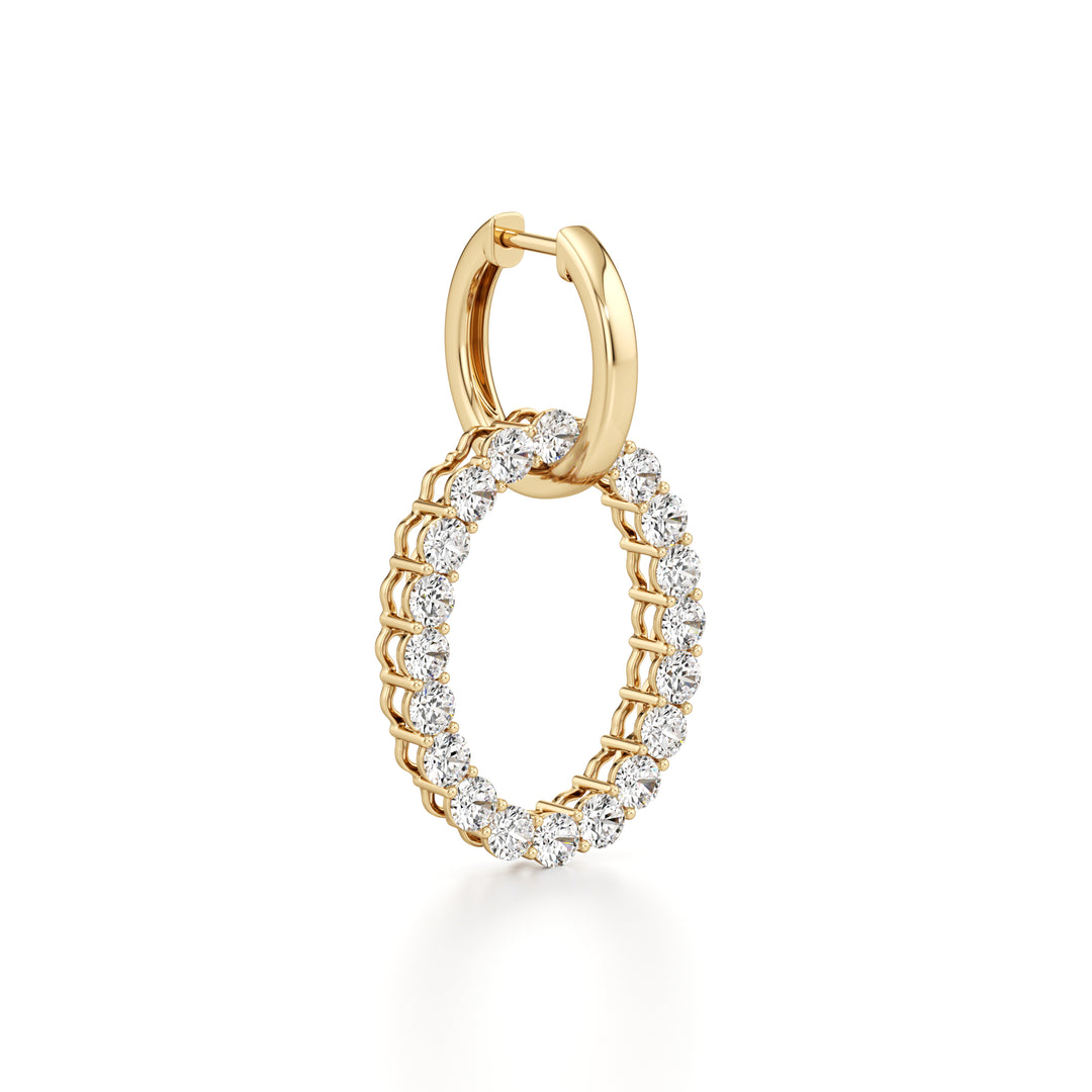 4Cttw Round Shaped Lab Grown Diamond (F/VS) Dangle Pendant and Hoop Earrings in 14K Gold