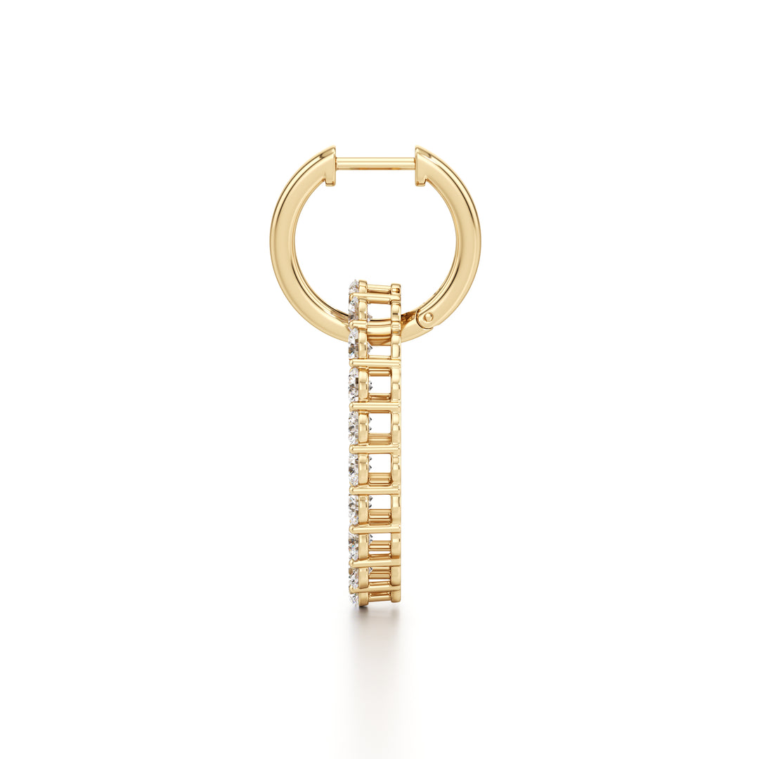 4Cttw Round Shaped Lab Grown Diamond (F/VS) Dangle Pendant and Hoop Earrings in 14K Gold