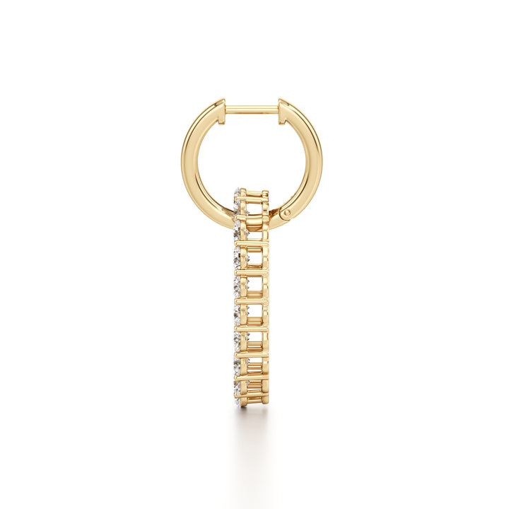 4Cttw Round Shaped Lab Grown Diamond (F/VS) Dangle Pendant and Hoop Earrings in 14K Gold