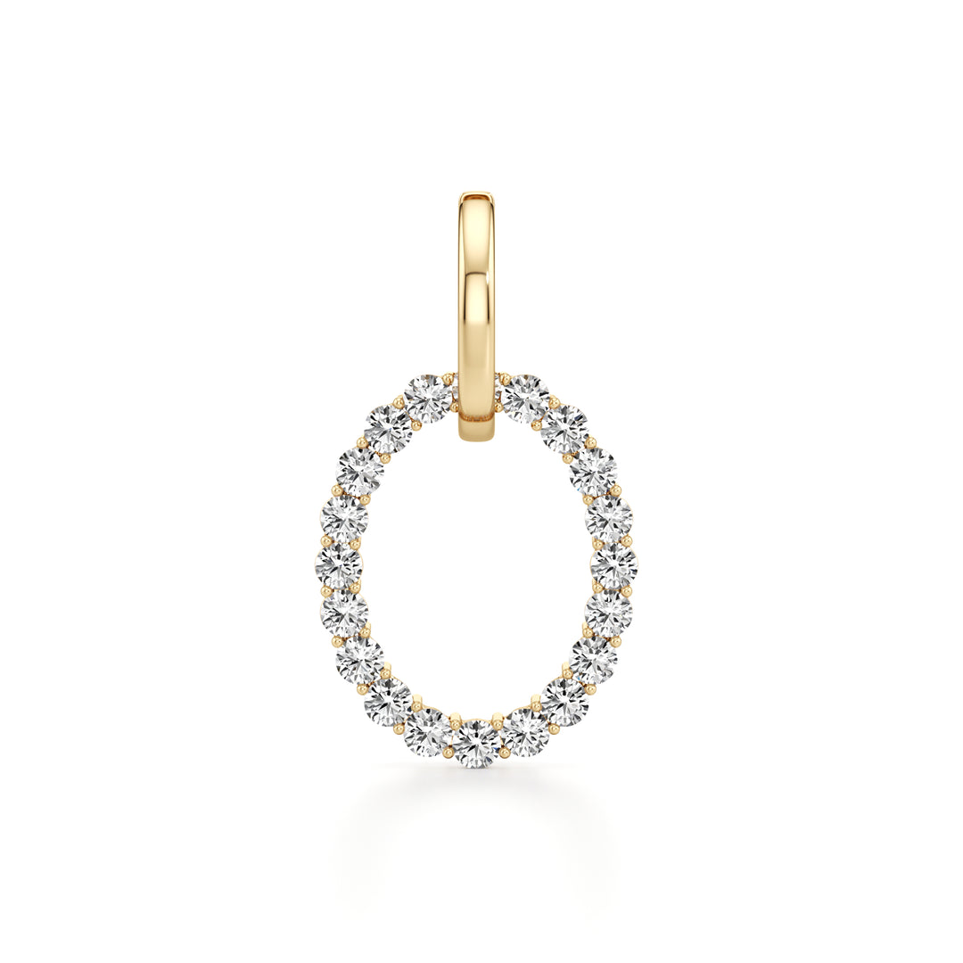 4Cttw Round Shaped Lab Grown Diamond (F/VS) Dangle Pendant and Hoop Earrings in 14K Gold