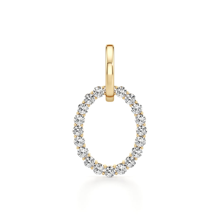 4Cttw Round Shaped Lab Grown Diamond (F/VS) Dangle Pendant and Hoop Earrings in 14K Gold