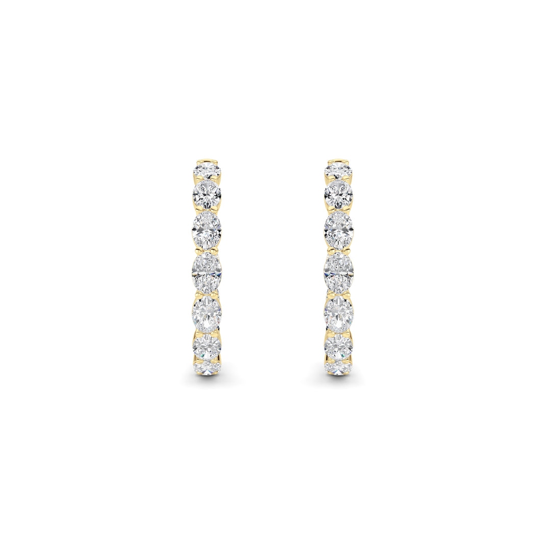 10Cttw Oval Shaped Lab Grown Diamond (F/VS) Inside Out Hoop Earrings in 14K Yellow Gold