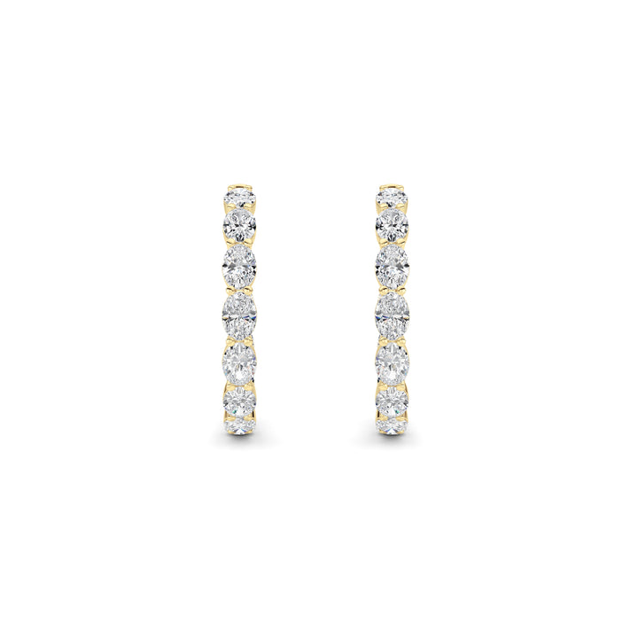 10Cttw Oval Shaped Lab Grown Diamond (F/VS) Inside Out Hoop Earrings in 14K Yellow Gold