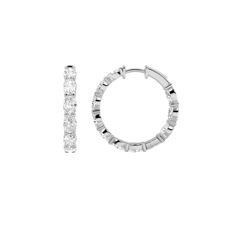 3Cttw Oval Shaped Lab Grown Diamond Inside Out Hoop Earrings in 14K Gold (F/VS)